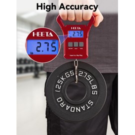 HEETA Fish Scale, 110lb/50kg Digital Portable Hanging Fishing Weight Scale with Backlit LCD Display, Luggage Scale with Hook & Non-Slip Large ABS Handle & 2 AAA Batteries, Fishing Gift for Men, Red