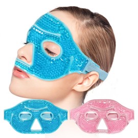 Pack of 2 Reusable PVC Gel Eye Mask, Cold and Warm Therapy Half Face Compresses for Sleep, Migraines, Stress, Puffy Eyes & Dark Circles, Soothing & Relaxing