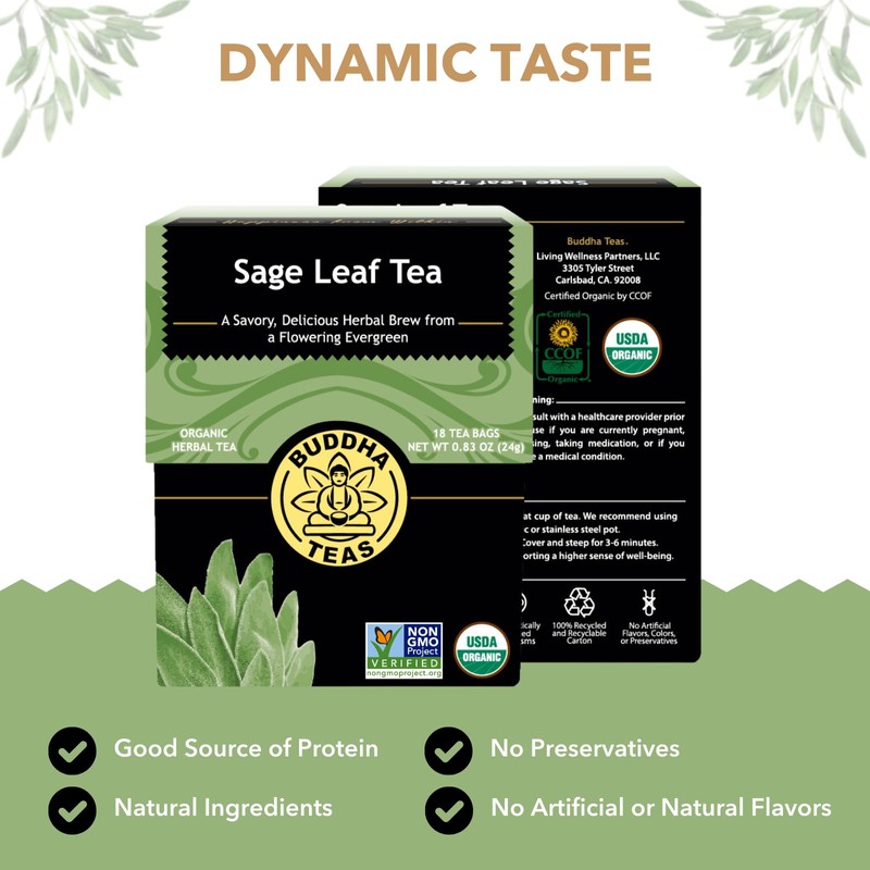 Buddha Teas - Organic Sage Leaf Tea - Herbal Tea