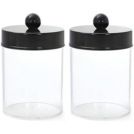AXX Qtip Dispensador de boticario de baño – Qtip Soporte de almacenamiento Tarro de plástico transparente para hisopo de algodón, Q-Tips, rondas de algodón (F#negro, 2 piezas)