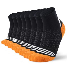 mqamex Men's sports ankle socks,Arch support compression quarter socks,Moisture wicking quick drying,4 pack (US, Alpha, Large, Regular, Regular, black)