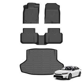 AZYT Floor Mats & Cargo Liner for 2025 Honda Civic Hybrid Sedan (Not Hatchback), All Weather Automotive TPE Floor Liners Set Anti-Slip Waterproof Accessories (Car Mats+Trunk Mat) Black
