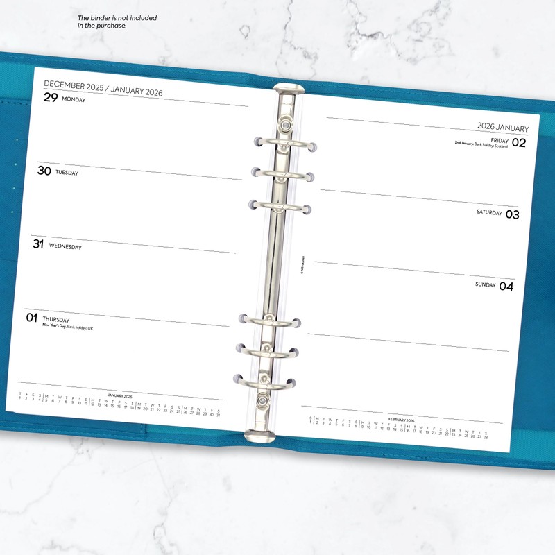 2026 A5 size week on two pages diary organiser refill