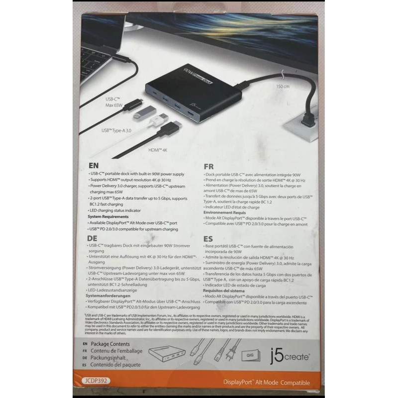 j5create 90W Built-in USB-C™ Travel Dock