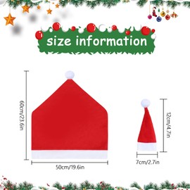 YXHZVON 6 Chair Covers for Christmas + 6 Mini Hats, Christmas Chair Covers, Red Christmas Covers for Decoration, Chair Covers, Christmas Set