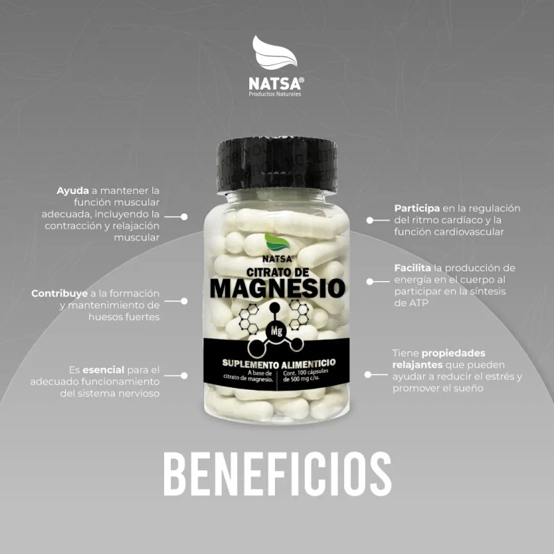 Citrato Magnesio Frascos 100 Cápsulas Duerme Despierta Energía Alta Absorción