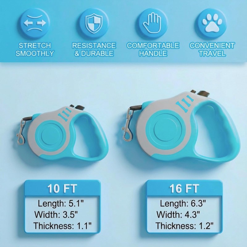 Retractable Dog Leash Lightweight 10/16FT Leash with Non-Slip Handle, for