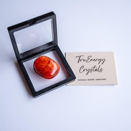 CARNELIAN Palm Stone 2 Inch With Creativity And Passion Effect - 2" Polished Grade A+ High Energy Carnelian Worry Stone With Information Card - (Carnelian)