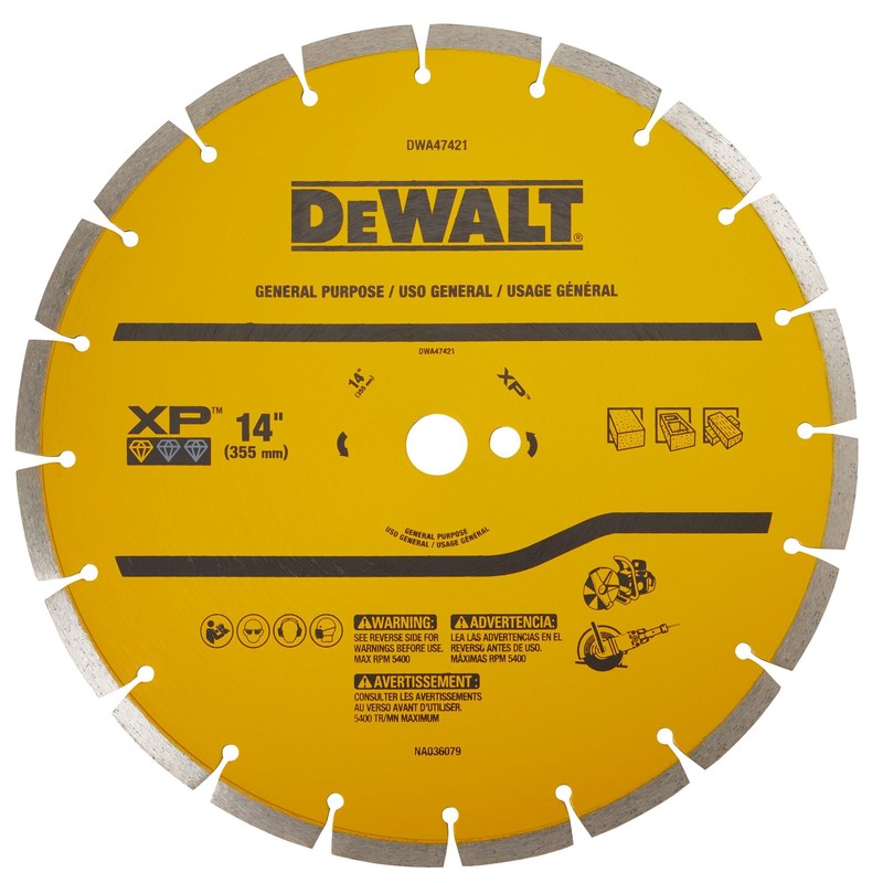 DEWALT 14 in Circular Saw Blade, Dry Wet, Segmented Rim