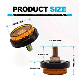 6 Pieces Reflectors Round Mini Decorative - Bolts and Nuts Nuts Mini Decorative M5 Screw Tag Bolt Round Reflective for Motorcycle Bike License Plate (Yellow)