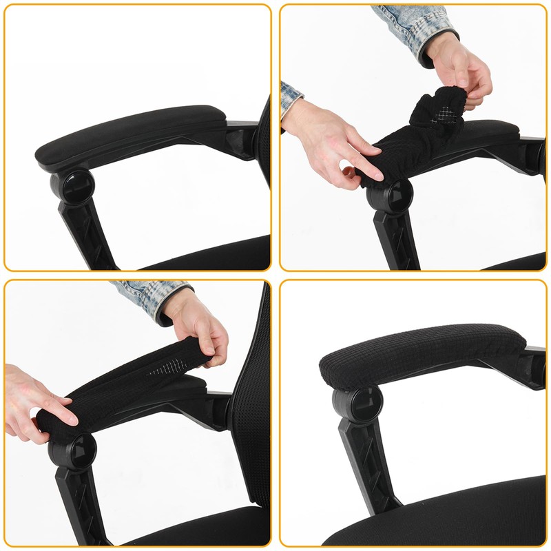 Sorcristy 2PCS Office Chair Arm Covers Polyester Removable Machine Washable