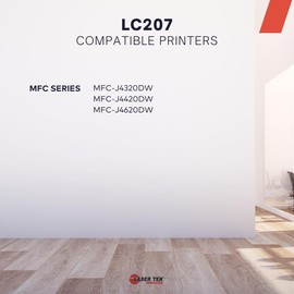 Laser Tek Services Compatible High Yield Ink Cartridge Replacement for Brother LC-207 LC207BK Works with Brother MFCJ4320DW J4420DW Printers (Black, 4 Pack) - 1,200 Pages