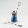 Georgetown Pottery Handmade Cape Cod Firelighter Hamada and Blue Firepot with Iron and Soapstone Fire Starter Wand for Fireplace, woodstove, firepit