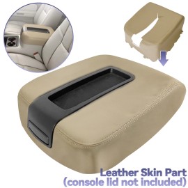 XUKEY Car Armrest Cover Pad Center Console Leather Beige For Chevy Tahoe Suburban 1500