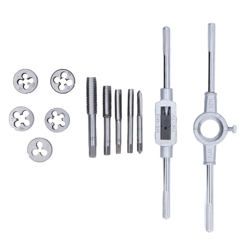 12Pcs Drill Tap Die Wrench Manual Thread Tapping Tool Set