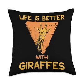 Taste Of the Wild Life is Better Giraffe Safari Animal Throw Pillow, 18x18, Multicolor