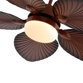 Outdoor Paddle Fan Tropical Ceiling Fan 52" Palm Frond Fan with LED Light Remote Control,3 Speed & 3 Lighting Colors & Smart Timing, Indoor/Outdoor Paddle Fan Quiet Coastal Ceiling Fan Light (52 in)