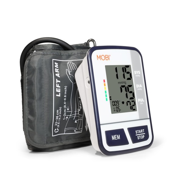 MOBI Blood Pressure Monitor Digital Upper Arm Blood Pressure Machine for Indoor/Outdoor Use with 120 Reading Memory Quick & Easy BP Machine Adjustable Arm Cuff 8.6"- 14.2" Large LCD Display