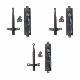 Black Cast Iron Norfolk Door Latches Traditional Gate Or Door 8" Tall Thumb Latches Black Powder Coated Two Sided Gate Latch Locks with Mounting Hardware | Renovators Supply Manufacturing Pack of 3