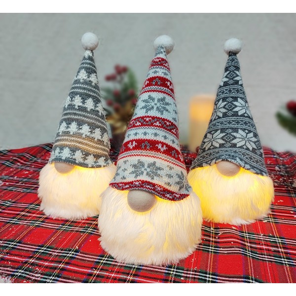 MOMENTS IN TIME Christmas Polyester Gnome with LED Light up,