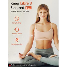 60 Packs Libre 3 Sensor Covers Waterproof, Freestyle Libre 3 Covers, Adhesive Patches Pre-Cut Back Paper Long Lasting for 10-14 Days, Not Include Freestyle Libre 3 Sensor (Transparent)