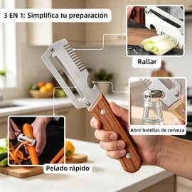 2 PCS Pelador Verduras Multifunción 3 EN 1, Cuchillo Pelador para Cocina(1)