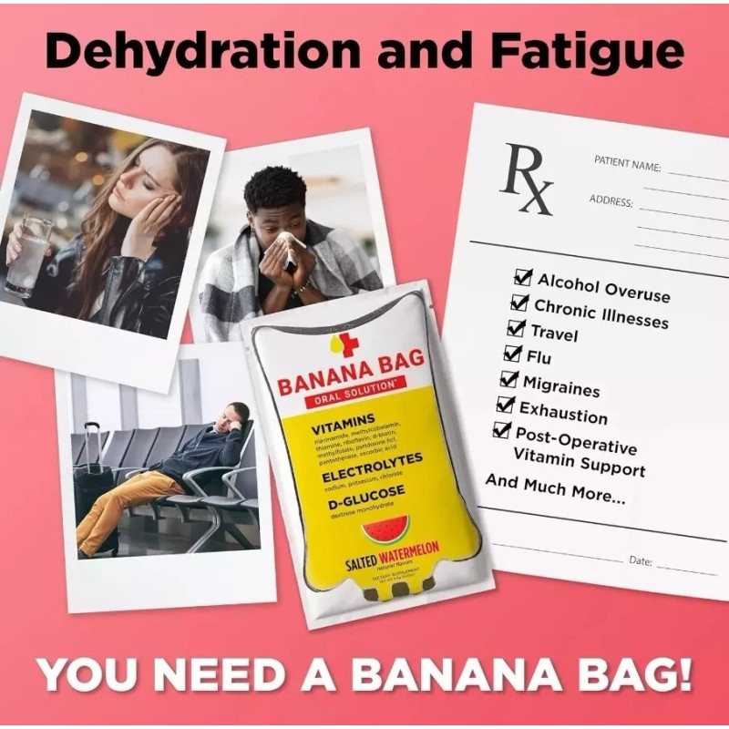 Banana Bag Oral Solution Lemon Lime 5-Pack Pharmacist Formulated Electrolyte