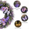 18 inch Spring Lavender Wreaths for Front Door with Lights