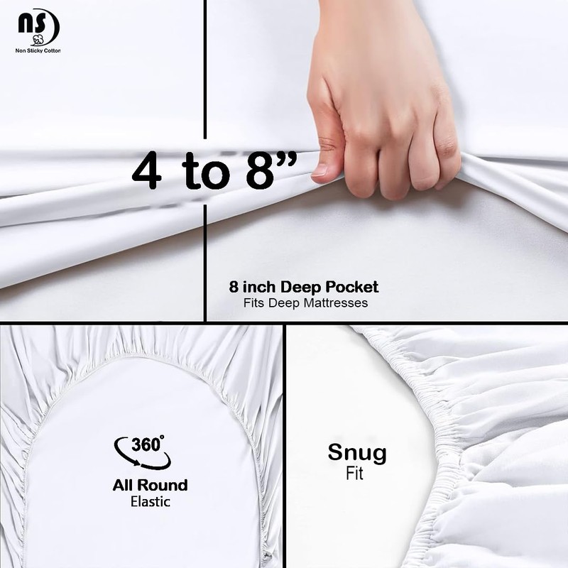 NON Sticky cotton Premium Egyptian Cotton 4 Piece Cot Sheet