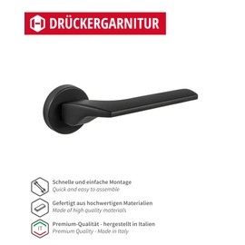 Gedotec Door Handle Set Made of Stainless Steel | WC - Bathroom | Door Handle Black Matt | Made in Italy | Rustproof Door Handle Set | Corsa Rosette Set | 1 Piece | Door Handle Set Room Door | Door