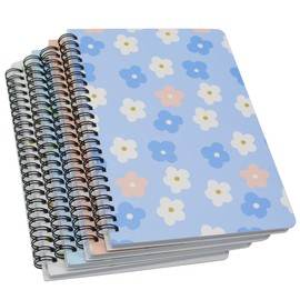 Yansanido 4 Pcs A5 Spiral Notebook, Thick Daisy Design Hardcover 8mm Ruled 4 Color 80 Sheets (160 Pages) Journals for Study and Notes (4)