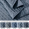 WDCOZY Blue Cross Stitch King Size Quilt Set, Striped Lightweight