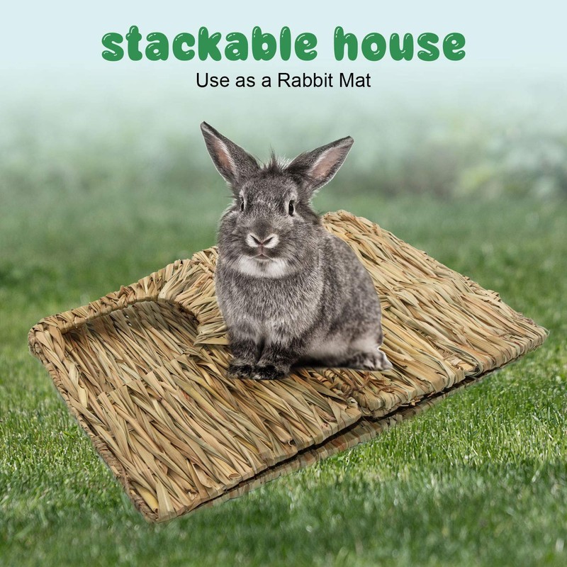 BWOGUE Extra Large Grass House for Rabbits,Hand Crafted Natural Grass