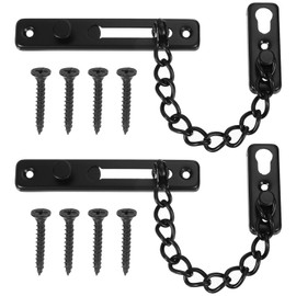 MECCANIXITY 2 Pcs Door Chain Lock, Door Lock Latch Door Guard with Chain Latch for Home Security Front Doors Inside Doors with 8 Pcs Screws for Home Bedroom Hotel Apartment, Black