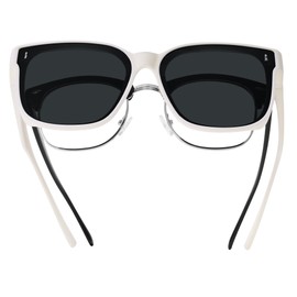 Pro Acme Polarised Over Sunglasses Men, Trendy Over Glasses Sunglasses for Glasses Wearers, UV Protection, Ultra Light Fit-Over Glasses PAHM883, White / grey