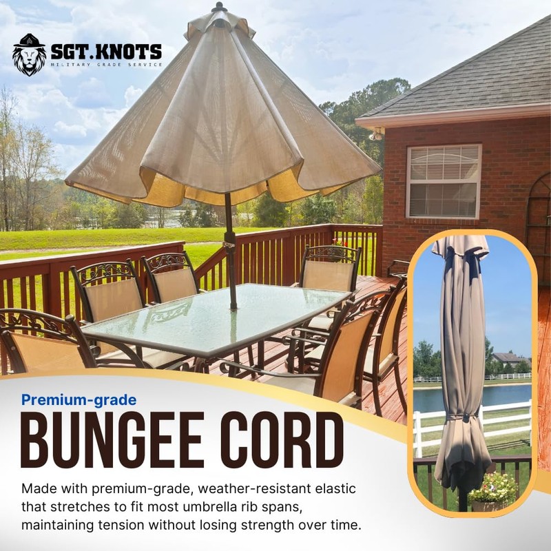 SGT KNOTS Patio Umbrella Bungee Strap Cord with Ball -
