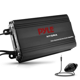Pyle 800W 4-Channel Hydra Marine Micro Amplifier - Waterproof - GAIN Level Controls - RCA Stereo Input - 3.5mm Jack - MP3 - Volume Control - Short Protection - For Boat & Vehicle Use - PLMRMP3B