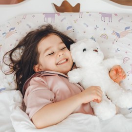 MUSOLEI Unicorn Fitted Sheet Set Full Unicorn Bedding Girls Rainbow Star Sheet Pink Flower Bedding Set 1 Deep Pocket Fitted Sheet with 1 Pillowcase Multi-Colour Kids Girls Gift Twin