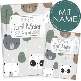 Cozy Racoon U-booklet and vaccination certificate cover, set of 3, Made in Germany, High-quality cover for your child's examination book and vaccination certificate – design animals. bears