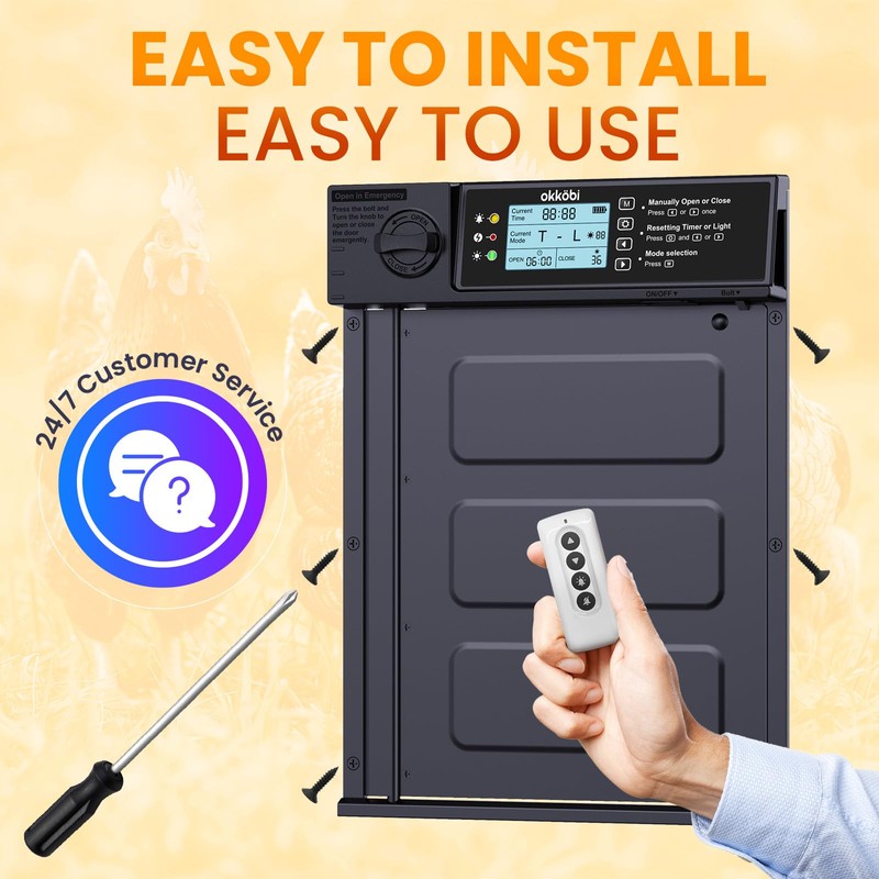 Okköbi Automatic Chicken Coop Door PRO - Solar Powered with