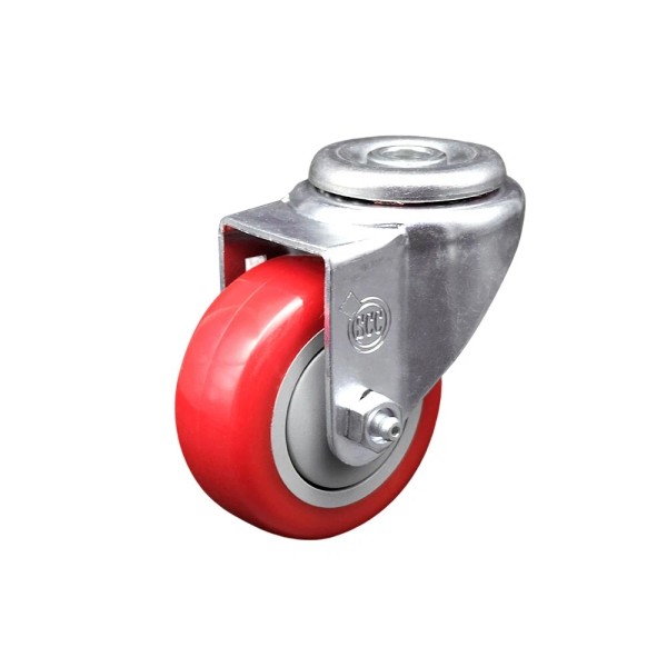 Service Caster Creeper 3 Inch Red Polyurethane Wheel Swivel Bolt
