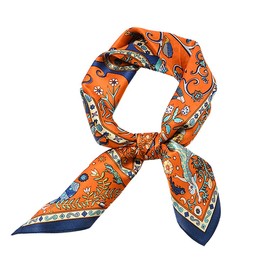 100% Pure Mulberry Silk Medium Square Scarf Head Scarf for Women 27"'x27"(in) Natural Silk Neckerchief Printed Headscarf with Gift Packed (White floral leaves)…