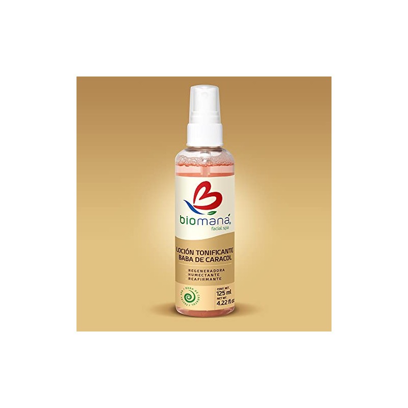 Biomaná Loción Tonificante Facial Baba de Caracol, Humectante, 125 ml.