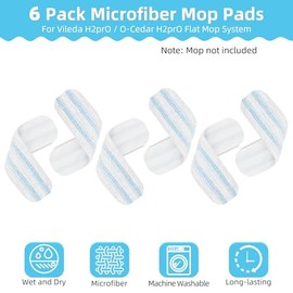 Pack of 4 Replacement Covers Compatible with Vileda H2PrO Floor Mops, Microfibre Cover for Flat Wipers, Machine Washable, Reusable, Easy to Attach to Frame, for All Hard Floors (4)