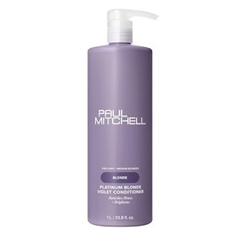 Paul Mitchell Platinum Blonde Acondicionador Violeta, Elimina Tonos Cobrizos y Aclara el Color, Ideal para Cabello Rubio Claro a Medio, Plateado, Gris o Blanco, 1 L