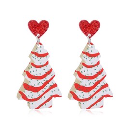 Christmas Tree Earrings For Women Acrylic Christmas Holiday Earrings Colourful Heart Glitter Christmas Tree Drop Dangle Earrings Christmas Gifts Party Jewelry Festival Decoration-Heart White