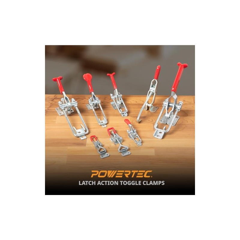 POWERTEC 20306 Heavy Duty Adjustable Latch-Action U Bolt Toggle Clamps