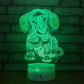 Jinnwell 3D Dog Night Light Lamp Illusion Led 7 Color Changing Touch Switch Table Desk Decoration LampsGift Acrylic Flat ABS Base USB Cable Toy (Bus)