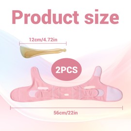 Double Chin Reducer for Women v Line Lifting Mask Double Chin Reducer to Firm Lifted Skin Reusable Chin Strap for Sleeping(Pink) with Scraping Stick