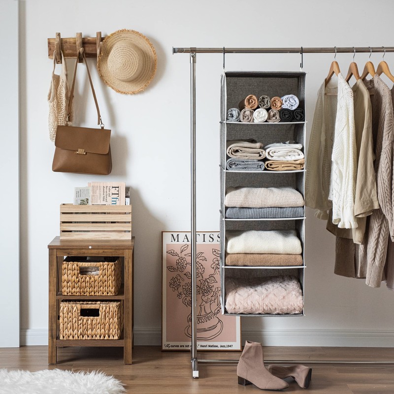 StorageWorks 5-Shelf Hanging Shelves for Closet, Clothes Organizers and Storage,